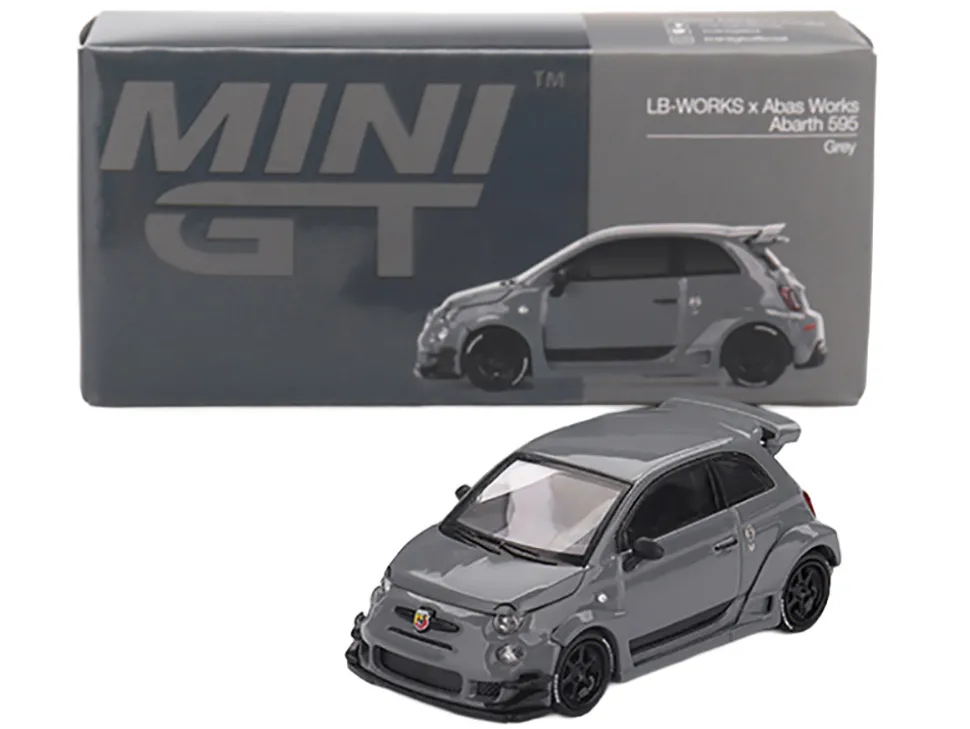 ABARTH 595 #49 "LB-Works x Abas Works" Gray Limited Edition 1/64 Diecast Model Car by Mini GT