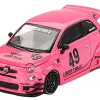 ABARTH 595 #49 "LB-Works x Abas Works" Pink Limited Edition 1/64 Diecast Model Car by Mini GT