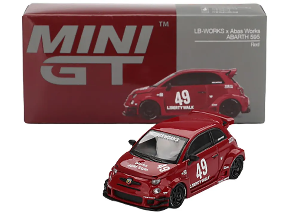 ABARTH 595 #49 "LB-Works x Abas Works" Red Limited Edition 1/64 Diecast Model Car by Mini GT