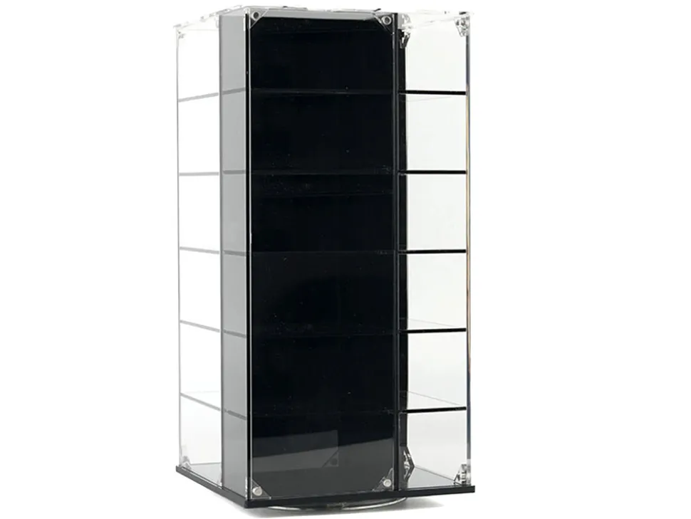 Acrylitower Showcase 24 Car Display Desktop Spinner with Cover Black "Mijo Exclusives" for 1/64 Scale Models