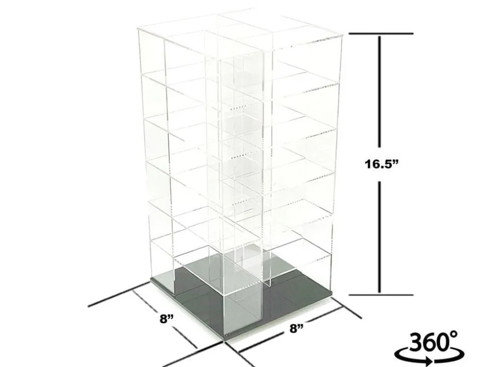 Acrylitower Showcase Large 24 Car Display Desktop Spinner with Cover Clear "Mijo Exclusives" for 1/64 Scale Models