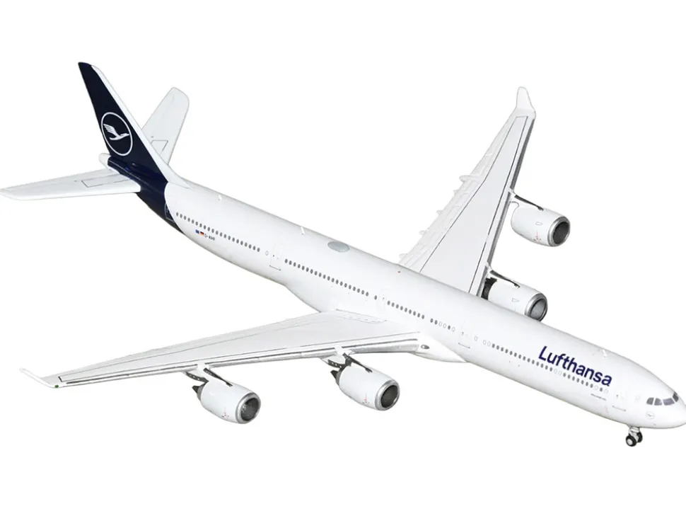 Airbus A340-600 Commercial Aircraft "Lufthansa" (D-AIHF) White with Dark Blue Tail 1/400 Diecast Model Airplane by GeminiJets
