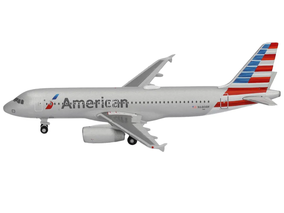 Airbus A320 Commercial Aircraft "American Airlines" (N680AW) Silver with Blue and Red Tail 1/500 Diecast Model Airplane by Herpa