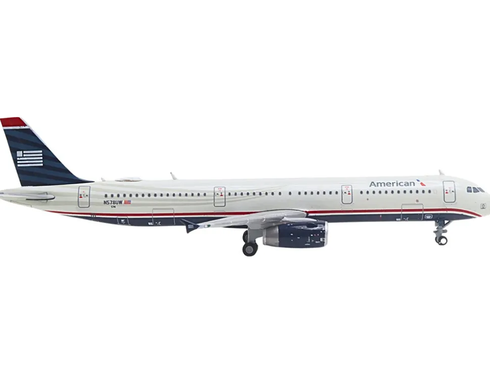 Airbus A321 Commercial Aircraft "American Airlines - US Airways Heritage Jet" (N578UW) White with Blue Tail 1/400 Diecast Model Airplane by GeminiJets