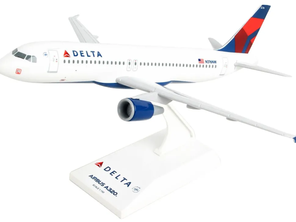 Airbus A320 Commercial Aircraft "Delta Air Lines" (N376NW) White with Blue and Red Tail (Snap-Fit) 1/150 Plastic Model by Skymarks
