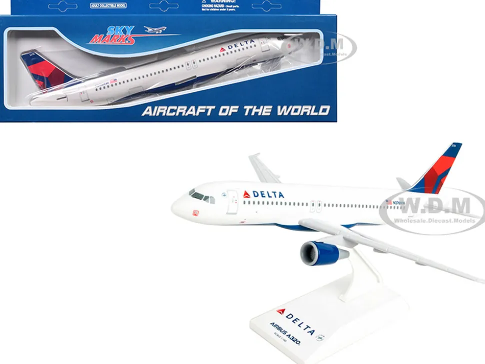 Airbus A320 Commercial Aircraft "Delta Air Lines" (N376NW) White with Blue and Red Tail (Snap-Fit) 1/150 Plastic Model by Skymarks