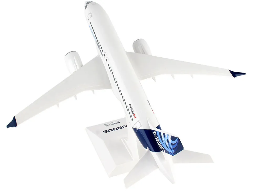 Airbus A220-100 Commercial Aircraft "Airbus Corporate Livery" (C-FFDO) White with Blue Tail (Snap-Fit) 1/100 Plastic Model by Skymarks
