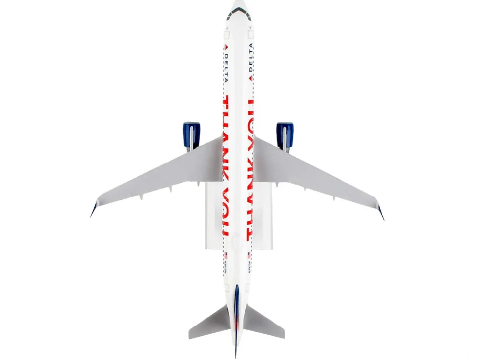 Airbus A321 Commercial Aircraft "Delta Air Lines - Thank You" (N391DN) White with Red and Blue Tail (Snap-Fit) 1/150 Plastic Model by Skymarks