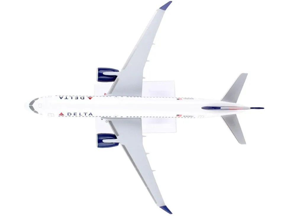 Airbus A220 300 Commercial Aircraft Delta Air Lines N301DU White with Red and Blue Tail Snap Fit 1/200 Plastic Model Skymarks SKR1091