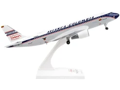 Airbus A320 Commercial Aircraft with Landing Gear Avianca Colombia N284AV White and Gray with Blue Stripes Snap Fit 1/150 Plastic Model Skymarks SKR1033