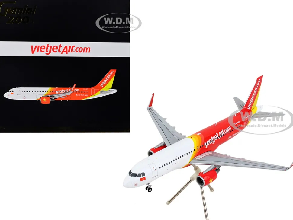 Airbus A320 Commercial Aircraft VietJet Air White and Red Gemini 200 Series 1/200 Diecast Model Airplane GeminiJets G2VJC711