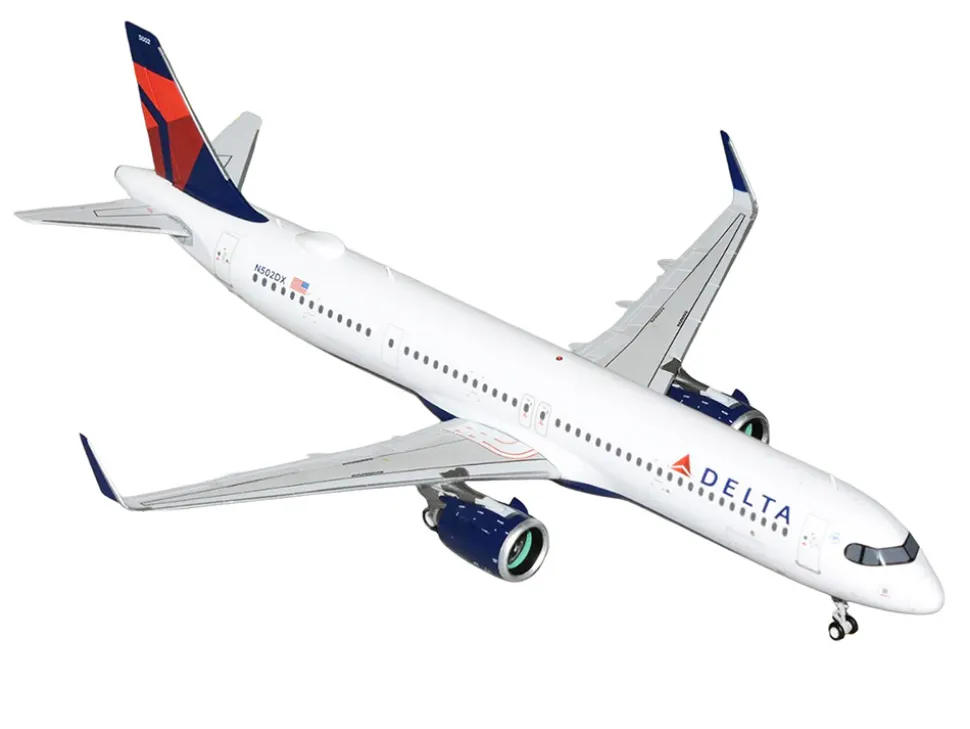 Airbus A321neo Commercial Aircraft "Delta Air Lines" (N502DX) White with Blue and Red Tail "Gemini 200" Series 1/200 Diecast Model Airplane by GeminiJets