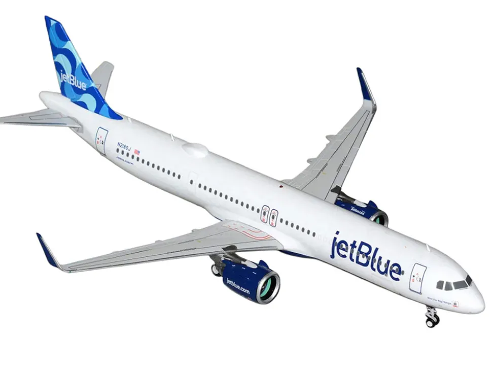Airbus A321neo Commercial Aircraft "JetBlue Airways" (N2180J) White with Blue Tail "Gemini 200" Series 1/200 Diecast Model Airplane by GeminiJets