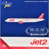 Airbus A321neo Commercial Aircraft "Jet2" (G-SUNO) Gray Metallic with Red Tail 1/400 Diecast Model Airplane by GeminiJets