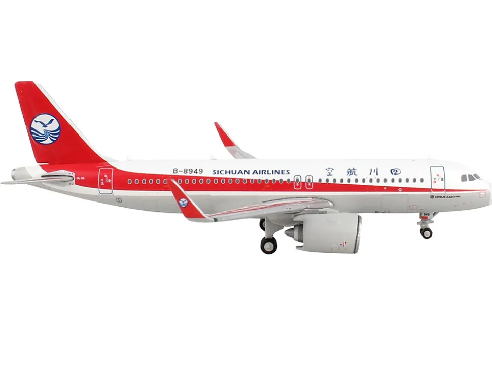 Airbus A320neo Commercial Aircraft Sichuan Airlines White with Red Stripes and Tail 1/400 Diecast Model Airplane GeminiJets GJ1716