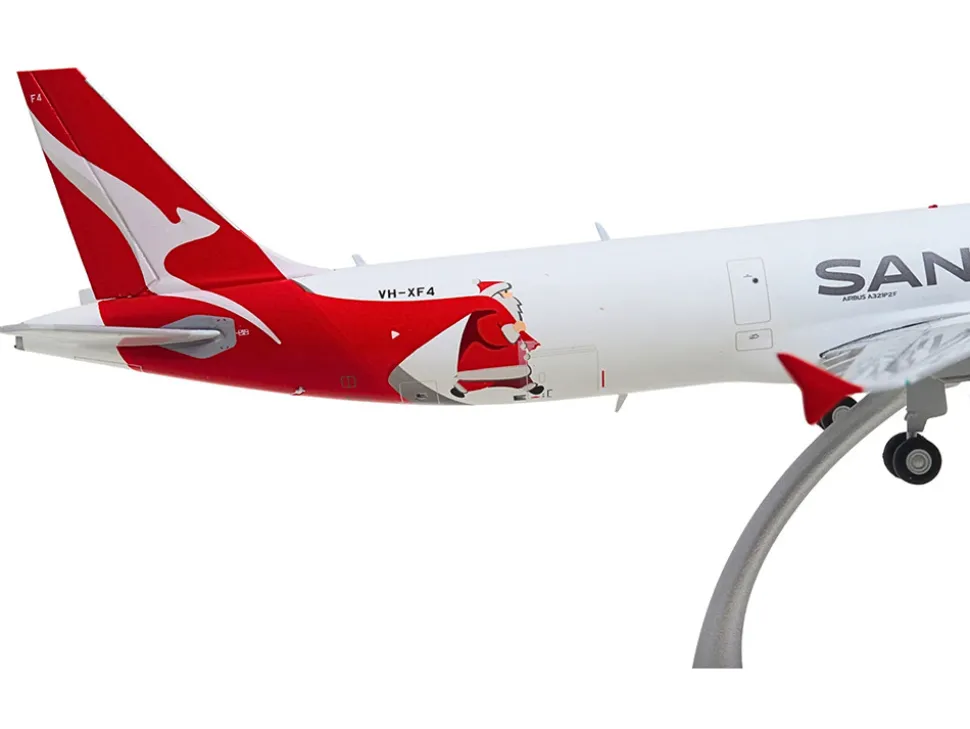 Airbus A321P2F Commercial Aircraft "Qantas Freight - Santa’s Freight" (VH-XF4) White with Graphics and Red Tail "Gemini 200" Series 1/200 Diecast Model Airplane by GeminiJets