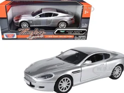Aston Martin DB9 Coupe Silver Metallic Timeless Legends 1/24 Diecast Model Car Motormax 73321