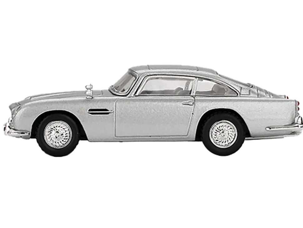 Aston Martin DB5 RHD (Right Hand Drive) Birch Silver Metallic 007 James Bond "Thunderball" (1965) Movie Limited Edition 1/64 Diecast Model Car by Mini GT