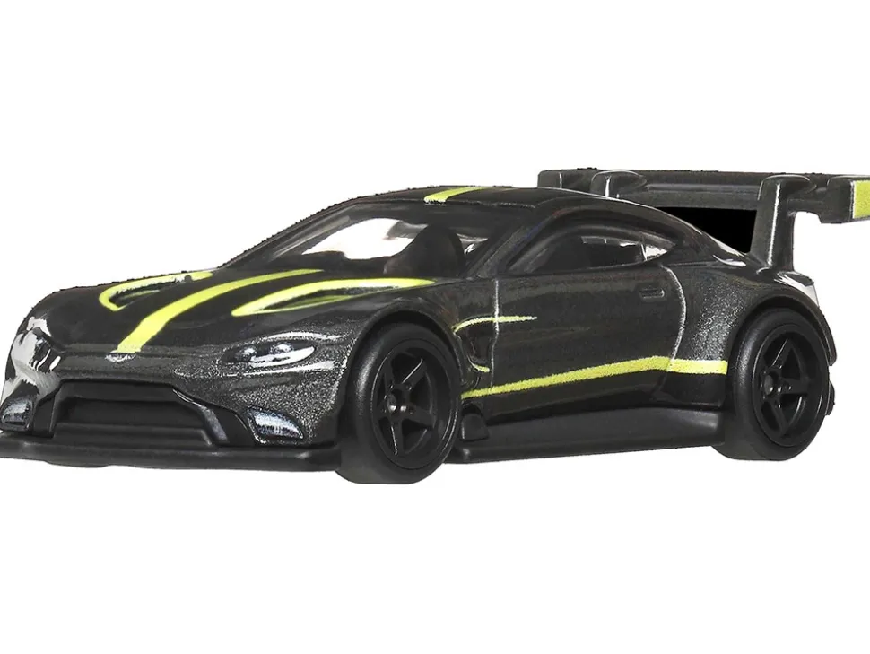 Aston Martin Vantage GTE Dark Gray Metallic with Lime Green Stripes "Euro Speed" Series Diecast Model Car by Hot Wheels