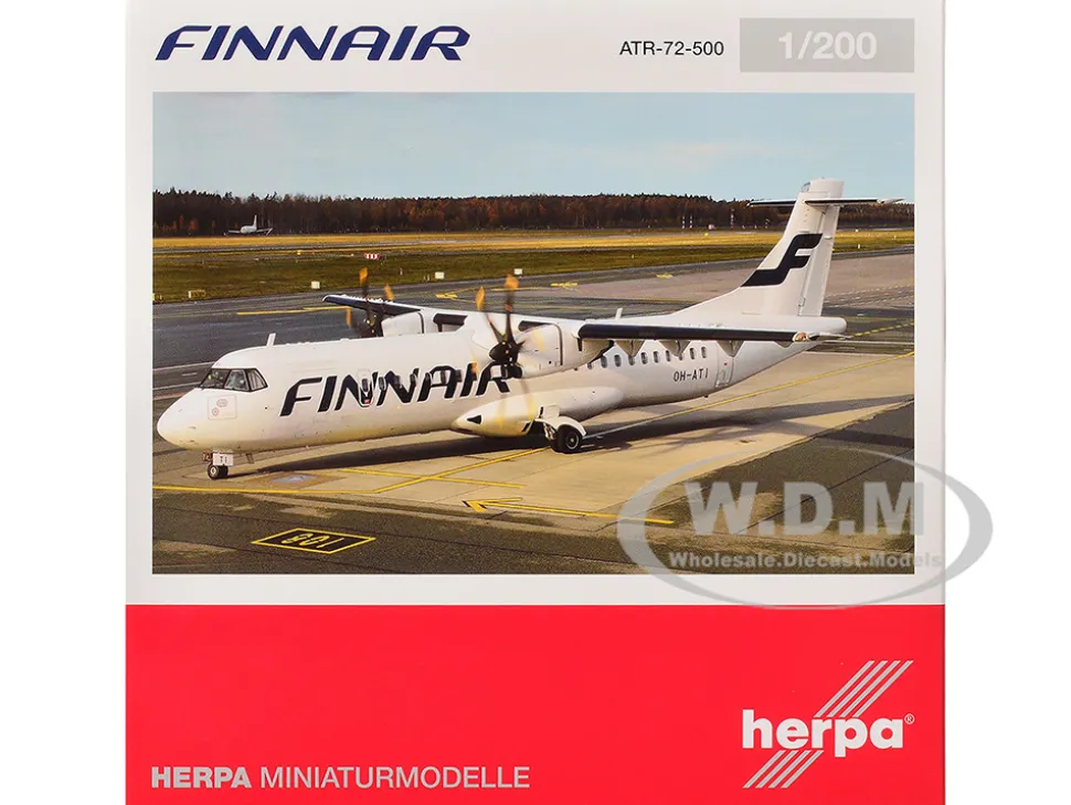 ATR 72-500 Commercial Aircraft "FinnAir" (OH-ATI) White 1/200 Diecast Model Airplane by Herpa