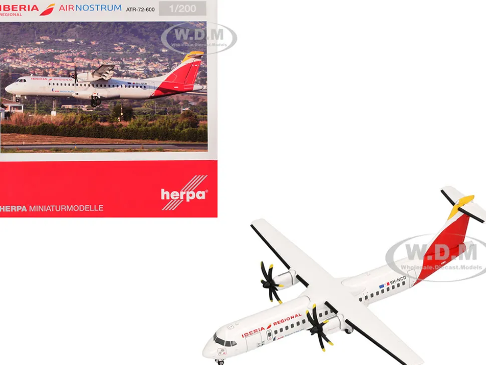 ATR 72-600 Commercial Aircraft "Iberia Regional" (9H-NCD) White with Red Tail 1/200 Diecast Model Airplane by Herpa
