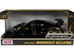 Audi R8 LMS GT3 Black with Gold Stripes and Graphics 