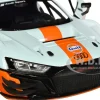 Audi R8 LMS GT3 #28 Light Blue with Orange Stripes Gulf Oil Gulf Die Cast Collection 1/24 Diecast Model Car Motormax 79667GULF