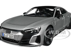 2022 Audi RS e tron GT Silver Metallic with Sunroof 1/18 Diecast Model Car Bburago 11050sil