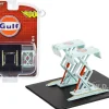 Automotive Double Scissor Lift Gulf Oil Light Blue Double Scissor Lifts Series 1 1/64 Diecast Model Greenlight 16160B