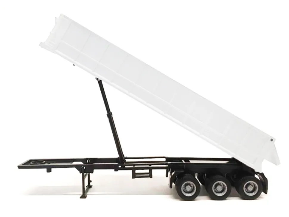 3-Axle Dump Trailer White 1/87 (HO) Plastic Model by Promotex