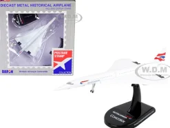 BAC Concorde Passenger Aircraft British Airways 1/350 Diecast Model Airplane Postage Stamp PS5800-2