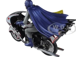 1966 Batcycle Elite Edition and Side Car with Batman and Robin Figures 1/12 Diecast Model Hot Wheels CMC85