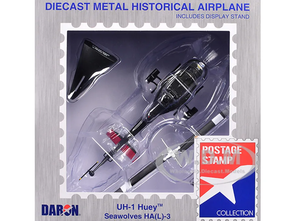 Bell UH-1 Iroquois "Huey" Helicopter "Seawolves, HAL-3 Fleet No.324" United States Navy 1/87 (HO) Diecast Model by Postage Stamp
