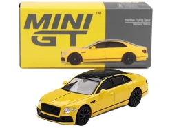 Bentley Flying Spur Monaco Yellow with Black Top Limited Edition 1/64 Diecast Model Car by Mini GT