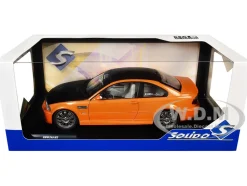 2000 BMW E46 M3 "Solido Works" Orange Metallic with Matt Black Hood and Carbon Top 1/18 Diecast Model Car by Solido