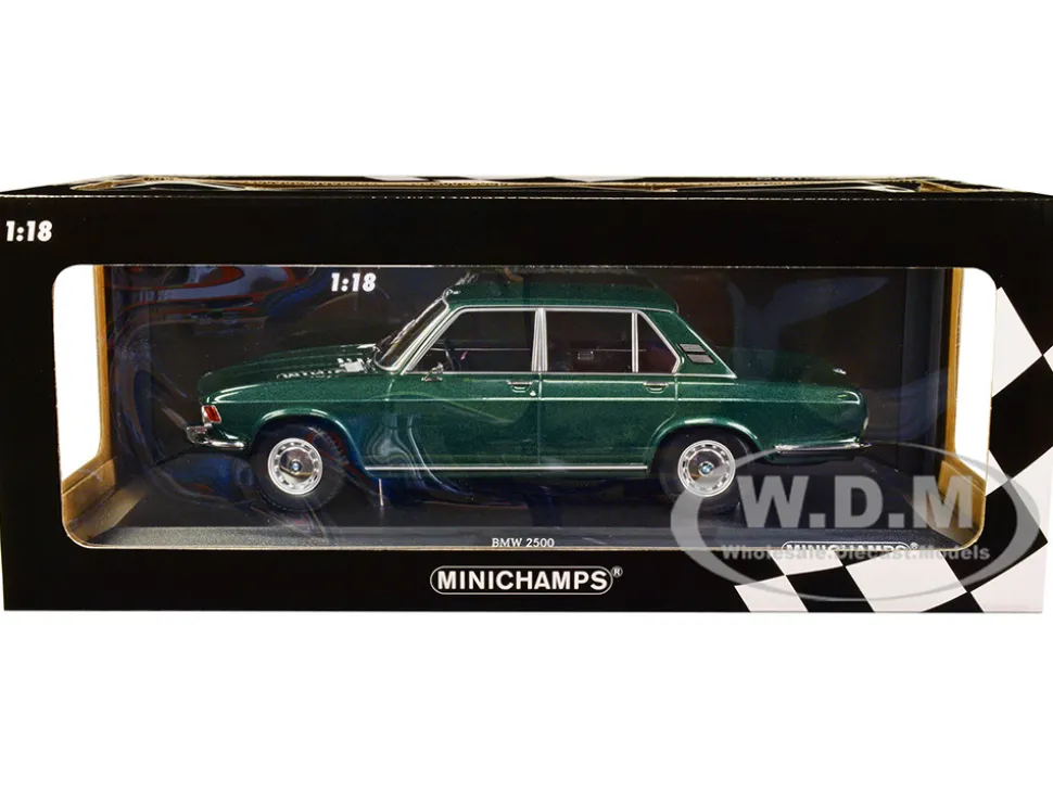 1968 BMW 2500 Green Metallic Limited Edition 504 pieces Worldwide 1/18 Diecast Model Car Minichamps 155029201