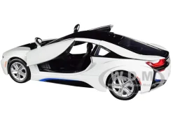 2018 BMW i8 Coupe Metallic White Black Top 1/24 Diecast Model Car Motormax 79359