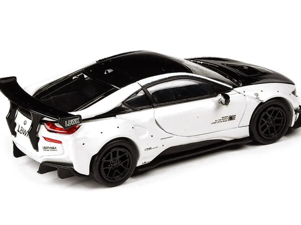 BMW i8 Liberty Walk White Black 1/64 Diecast Model Car Paragon Models PA-55151