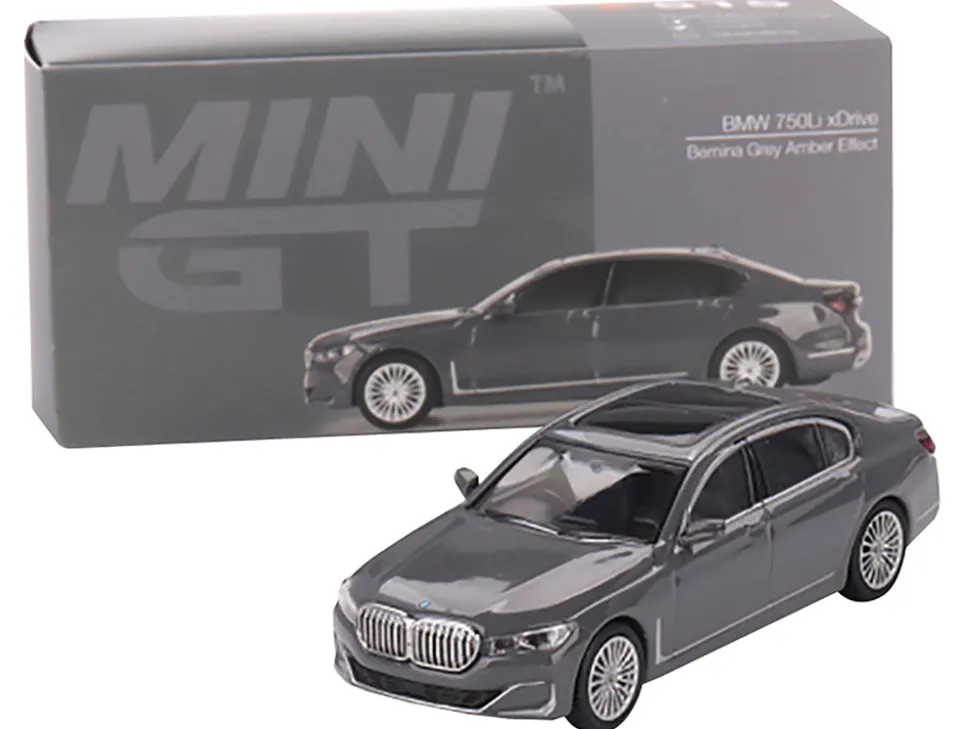 BMW 750Li xDrive Bernina Gray Amber Effect with Sunroof Limited Edition to 2400 pieces Worldwide 1/64 Diecast Model Car True Scale Miniatures MGT00515