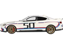 BMW M4 3.0 CSL #50 White with Blue and Red Stripes 1/18 Model Car by Top Speed