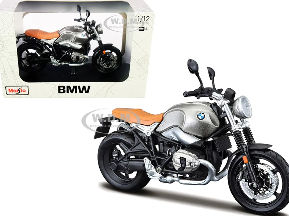 BMW R nineT Scrambler Meatllic Gray Plastic Display Stand 1/12 Diecast Motorcycle Model Maisto 18834-32701