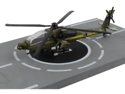 Boeing AH 64 Apache Helicopter Olive Drab United States Army with Runway Section Diecast Model Runway24 RW010