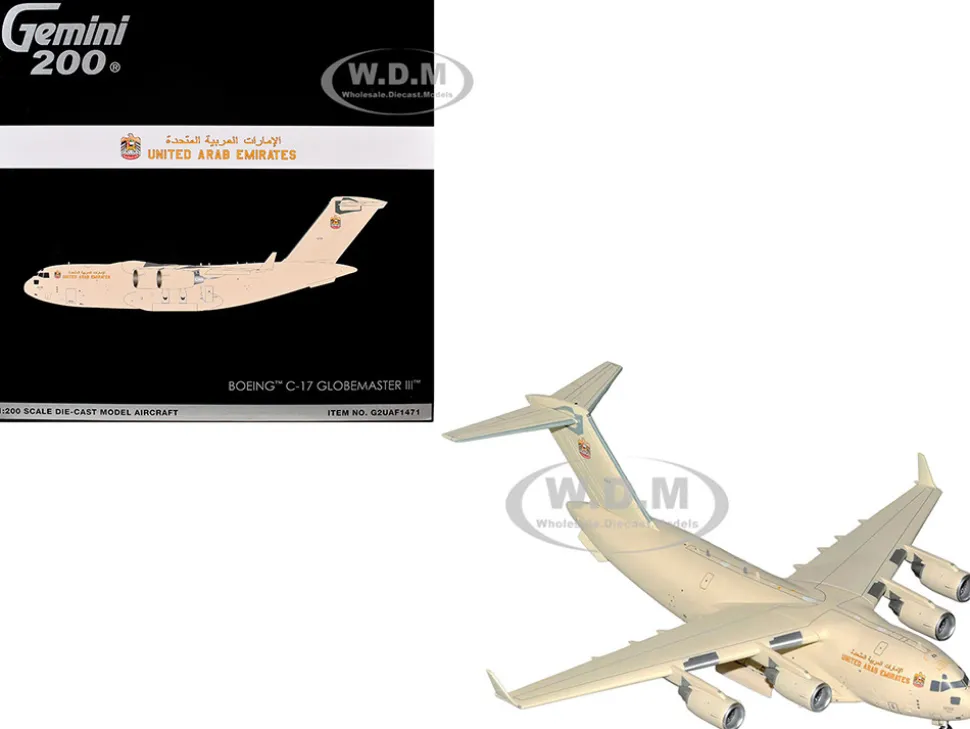 Boeing C-17 Globemaster III Transport Aircraft "United Arab Emirates Air Force" (1228) Beige "Gemini 200" Series 1/200 Diecast Model Airplane by GeminiJets