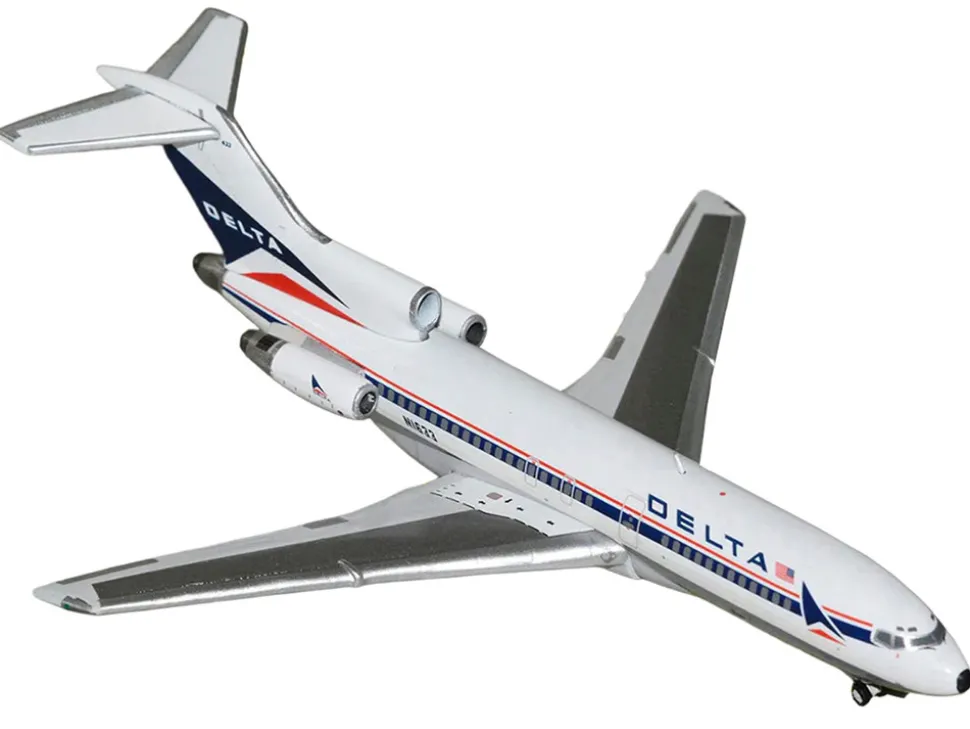 Boeing 727-100 Commercial Aircraft "Delta Air Lines" (N1633) White with Red and Blue Stripes 1/400 Diecast Model Airplane by GeminiJets