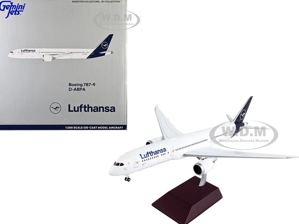 Boeing 787 9 Commercial Aircraft Lufthansa White with Blue Tail Gemini 200 Series 1/200 Diecast Model Airplane GeminiJets G2DLH1050