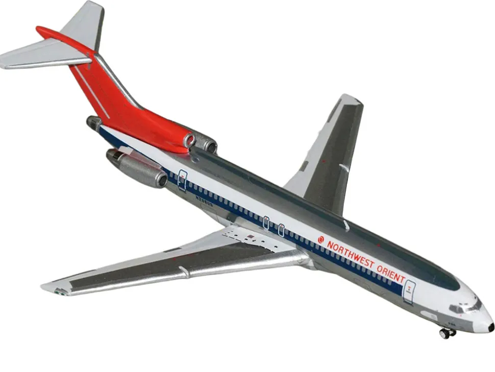 Boeing 727-200 Commercial Aircraft "Northwest Orient" (N298US) Silver with White Stripes and Red Tail 1/400 Diecast Model Airplane by GeminiJets