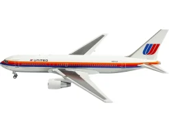 Boeing 767-200 Commercial Aircraft "United Airlines" (N601UA) White with Stripes 1/400 Diecast Model Airplane by V1:400