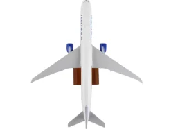 Boeing 777-300 Commercial Aircraft "United Airlines" (N2749U) White with Blue Tail with Wood Stand (2019 Livery) (Snap-Fit) 1/200 Plastic Model by Skymarks