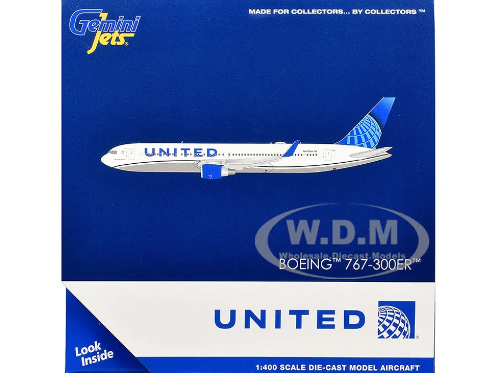 Boeing 767-300ER Commercial Aircraft "United Airlines" (N670UA) White with Blue Tail 1/400 Diecast Model Airplane by GeminiJets