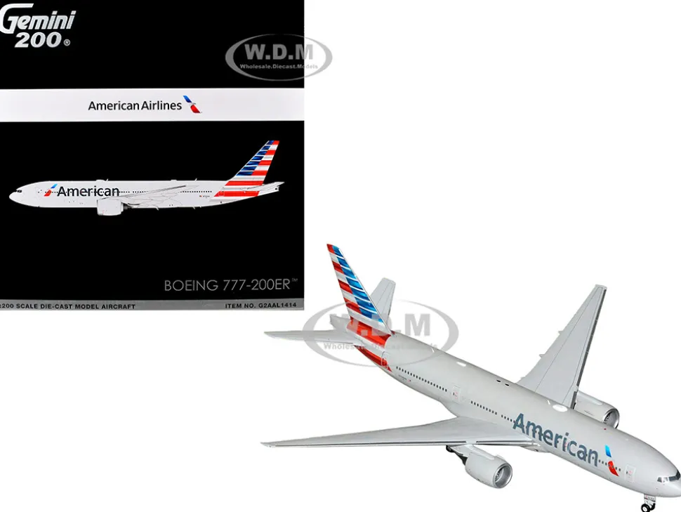 Boeing 777-200ER Commercial Aircraft "American Airlines" (N788AN) Silver with Striped Tail "Gemini 200" Series 1/200 Diecast Model Airplane by GeminiJets